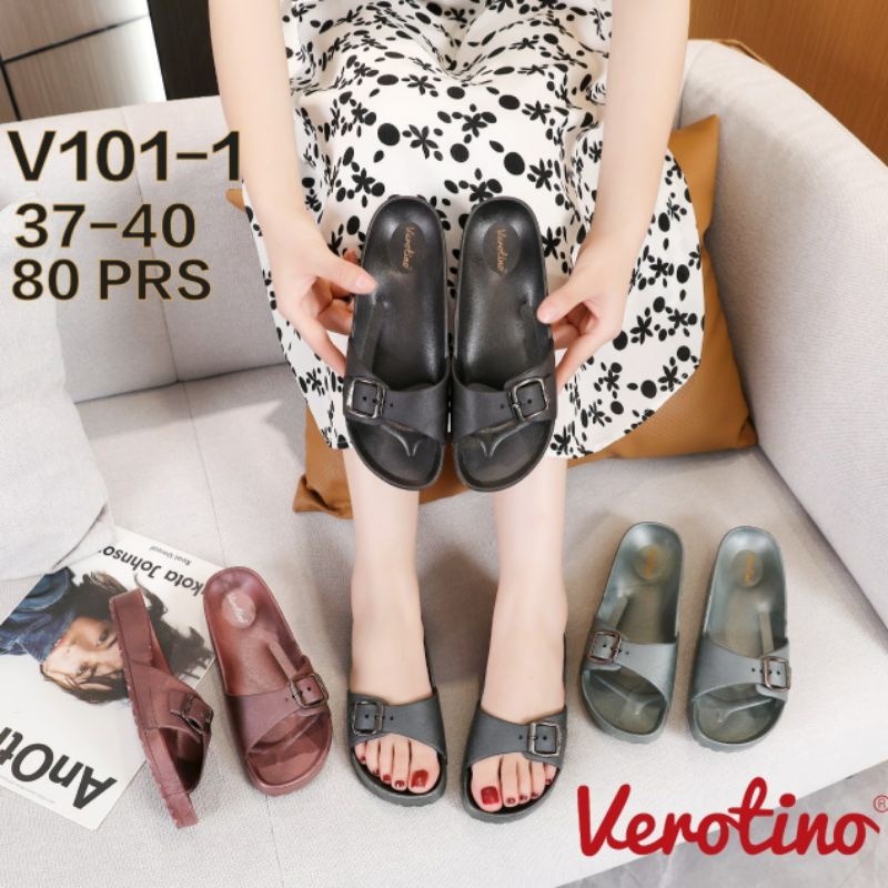 2171-B2-VR1 Sandal Verotino Karet Wanita Gesper Jelly Slip Sendal Perempuan Slop Selop Cewek Kokop Impor Elastis Lentur Empuk Murah Sekelas Glanzton V101 V101-1 2171 Simple Casual Cantik Murah Import