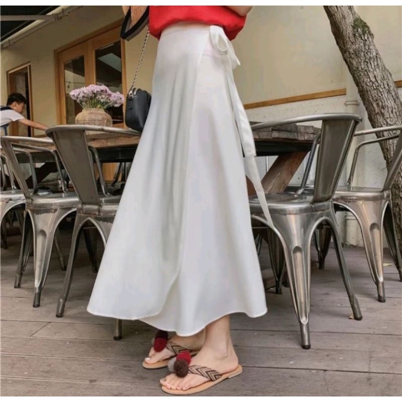 ROK STRAP ROK TALI SHAKILA ROK KOREA TALI STYLE ROK WANITA BAHAN SHAKILA STREAT ALL SIZE FIT TO XL BAWAHAN PANJANG KOREA LONG SKIRT STRAP POLOS-2
