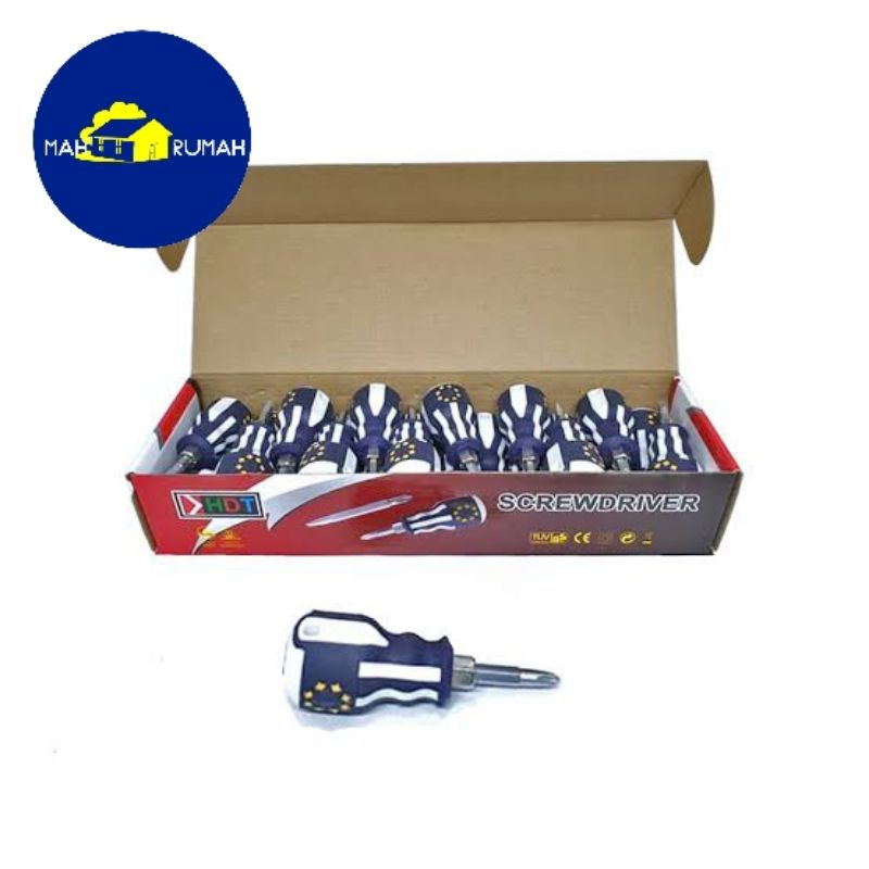 OBENG BB CEBOL Mini 2Way gagang Karet Bolak Balik Plus Minus - HDT Bendera 2&quot; 2inch