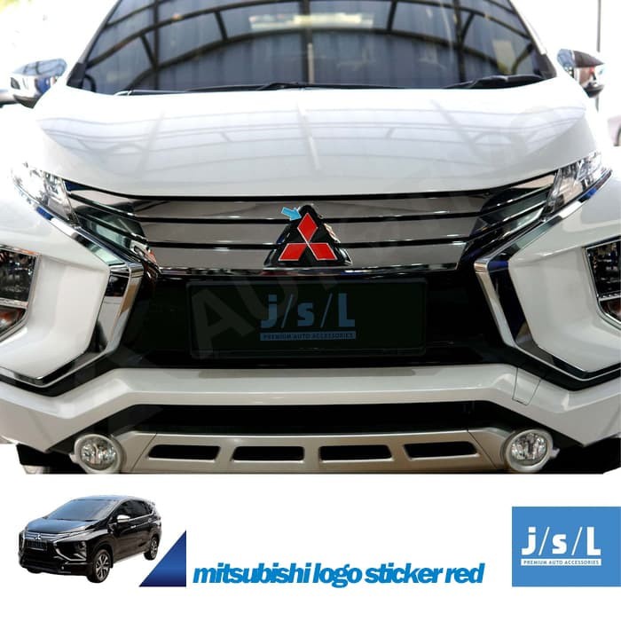 Stiker Logo Mitsubishi Xpander Merah Depan Belakang stir mobil