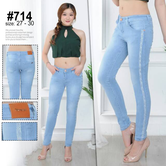 Celana Jeans Wanita List Samping/ Celana Jeans List Samping/ Celana Jeans Korea /Celana Jeans Bordir