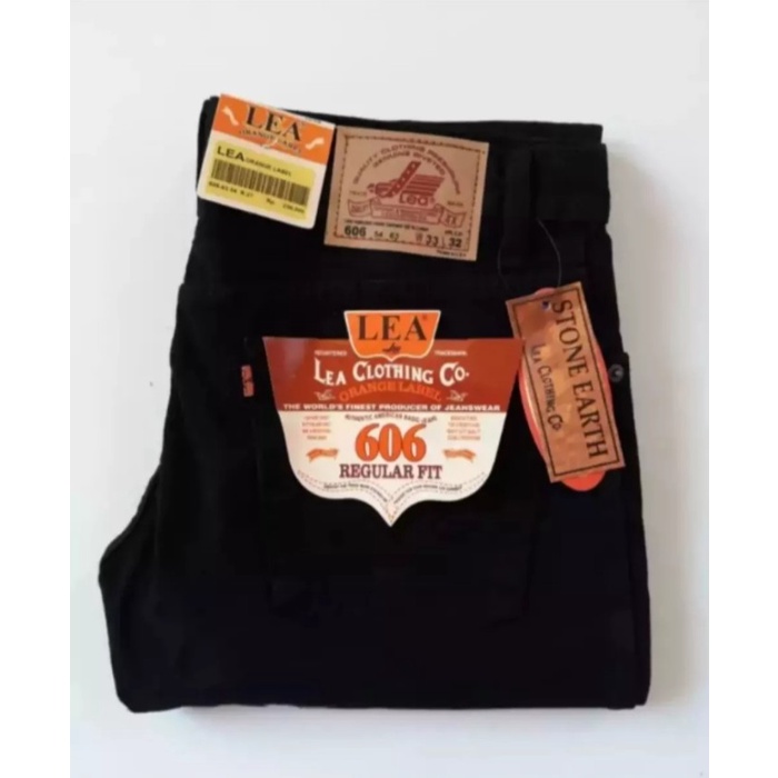 Celana Jeans Pria Lea 606 Original Standar - hitam pekat uuran 28-38 - Hitam, 28 (L0J6) Terbaru 2022
