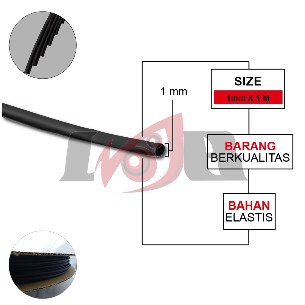 1mm Heat Shrink Selang Bakar Selongsong Isolasi Pelindung Kabel 1 Meter