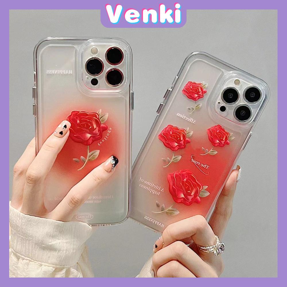 iPhone Case Luxury Silicone Soft Case Clear Case Shockproof Protection Camera Red Rose Flower Compatible For iPhone 11 iPhone 13 Pro Max iPhone 12 Pro Max iPhone 7Plus iPhone xr