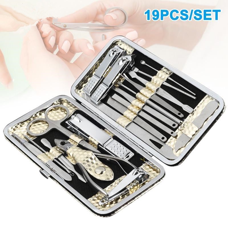 19 Pcs/Set Pedicure Manicure Kit Kuku Clippers Cleaner Kutikula Alat Perawatan