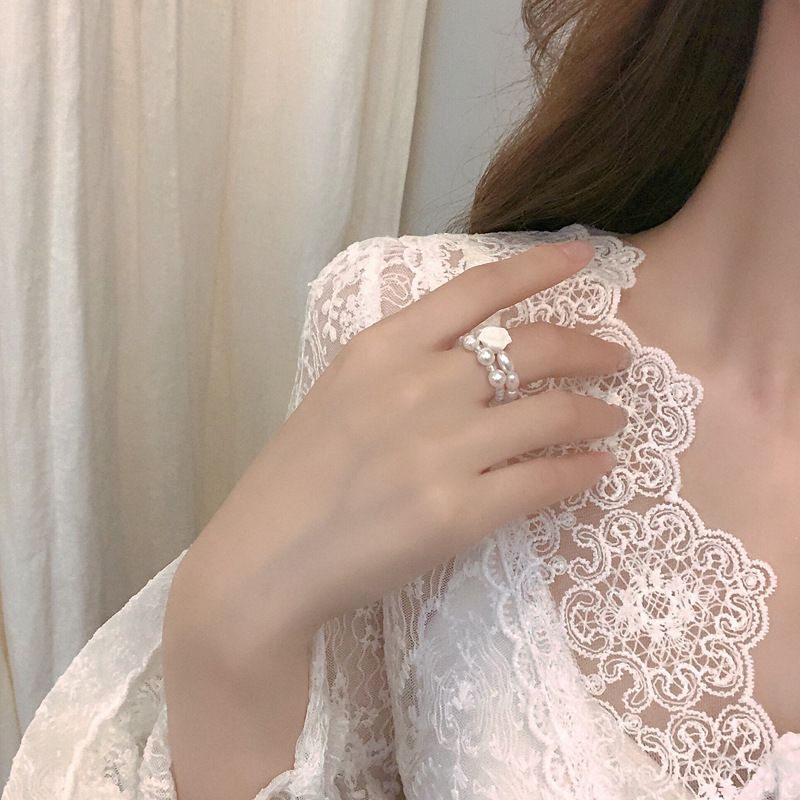 Cincin Manik Wanita Double Set Bunga Glamour Mewah Termurah Korean Style