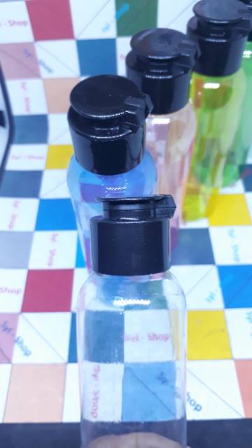 Botol Kosmetik Plastik Tutup Flip Top TOPI HITAM 100ml