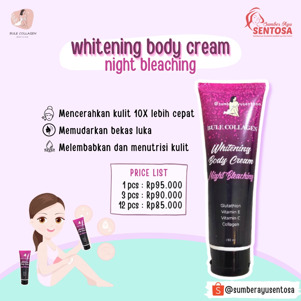 BULE COLAGEN WHITENING BODY CREAM NIGHT BLEACHING 150ML