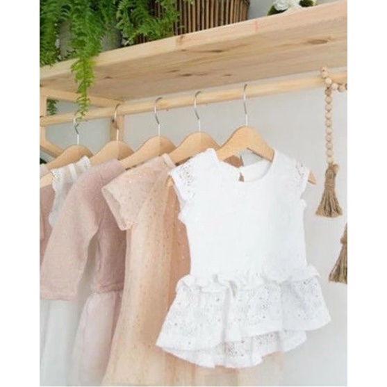 Hanger Gantungan Baju anak Kayu Kualitas Eksport warna random - 1/2 Lusin (6Pcs)
