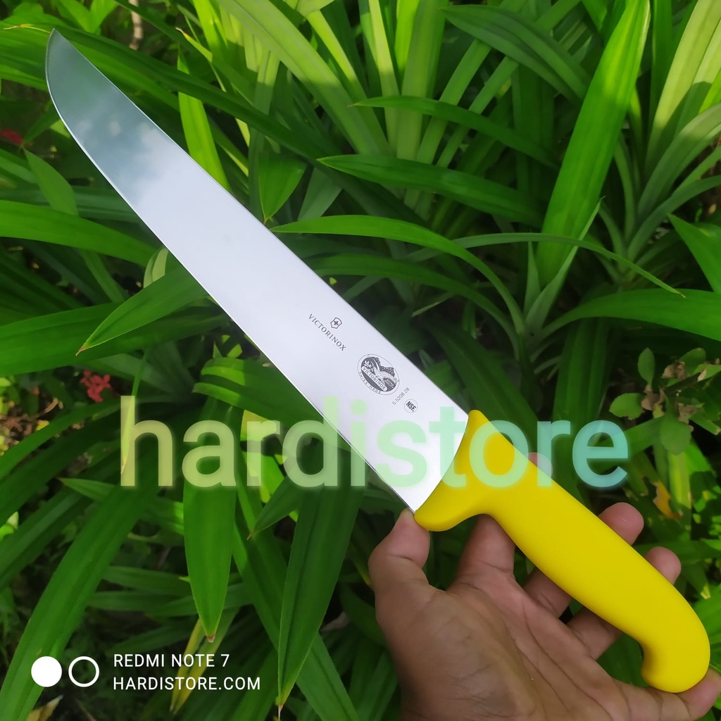 Pisau Sembelih Lurus 28 cm Victorinox Butcher Knife Straight 5.5208.28 Yellow Fibrox Handle Original