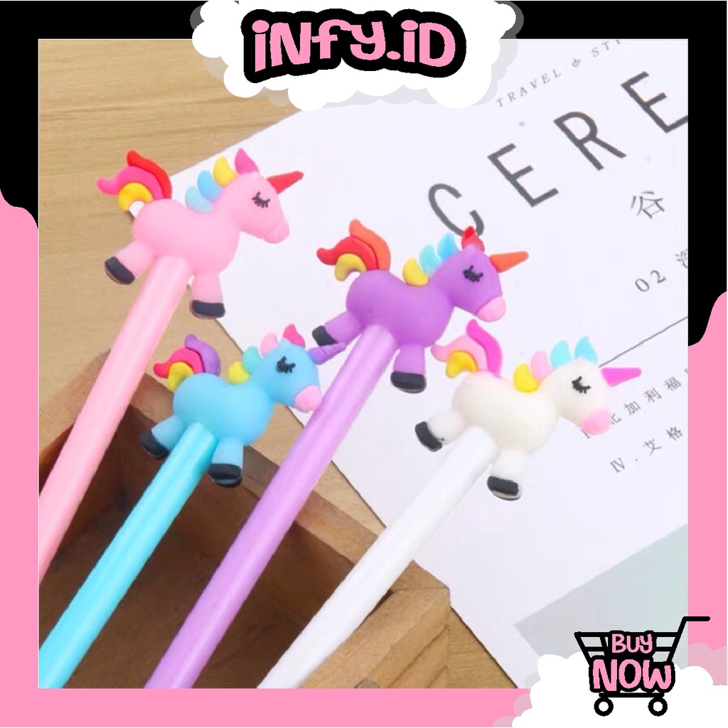

INFY - S027 Pulpen Karakter Lucu Model Unicorn Cute Import Tinta Gel Black