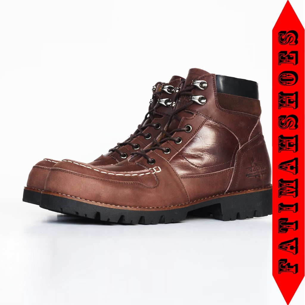 Sepatu Safety Boots Pria Ujung Besi Sepatu Rotweiller Original Handmade Bahan Kulit Sepatu safeti