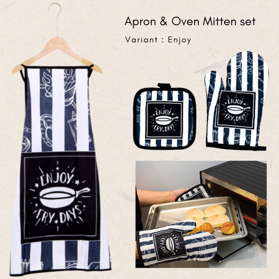 Waterproof Apron And Kitchen Glove Set / Sarung Tangan Celemek Dapur