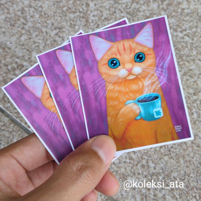 stiker cat coffe