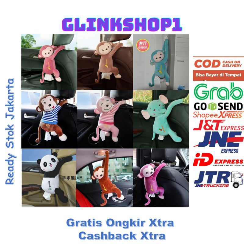 glinkshop1 Kotak Tissue Karakter Monyet Beruang Brown  Coklat kotak Tisue booming variasi aksesoris mobil