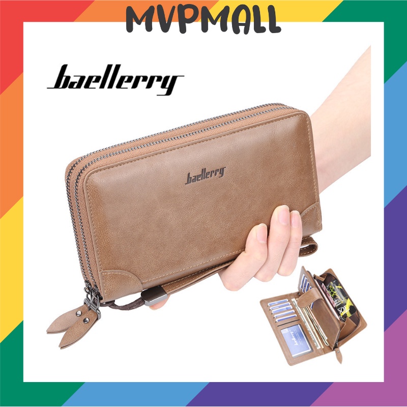 [BISA COD] BAELLERRY S6702 Dompet Pria Wanita Panjang Bahan Kulit PU Leather Premium