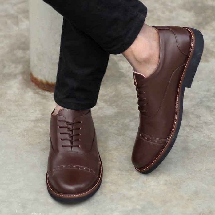 Jazz 0.2 Brown | Sepatu Kulit Vintage Klasik Pria Cowok Derby Formal Original Footwear | FORIND Reyl
