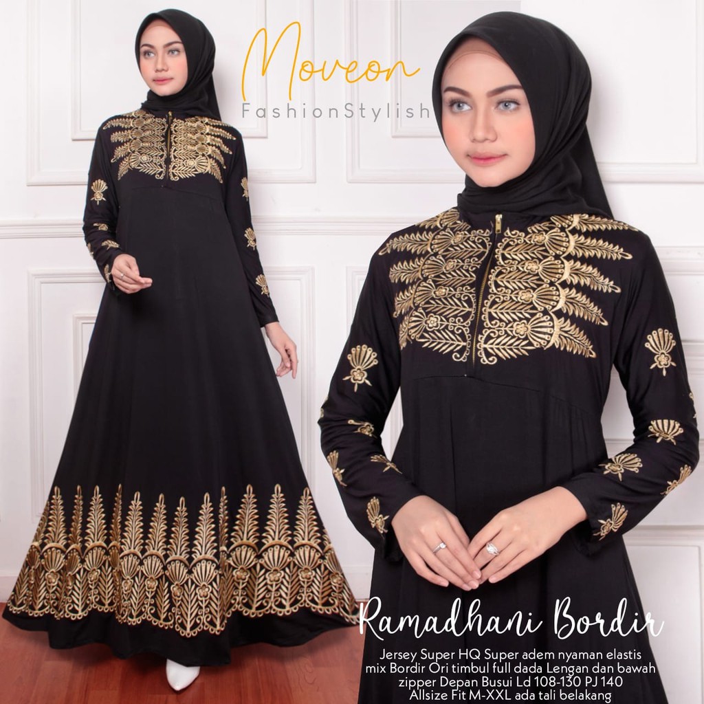 Baju Gamis Wanita Terbaru 2021 Murah Bagus Jumbo Bordir Ori Abaya Turki Ramadhani Bordir