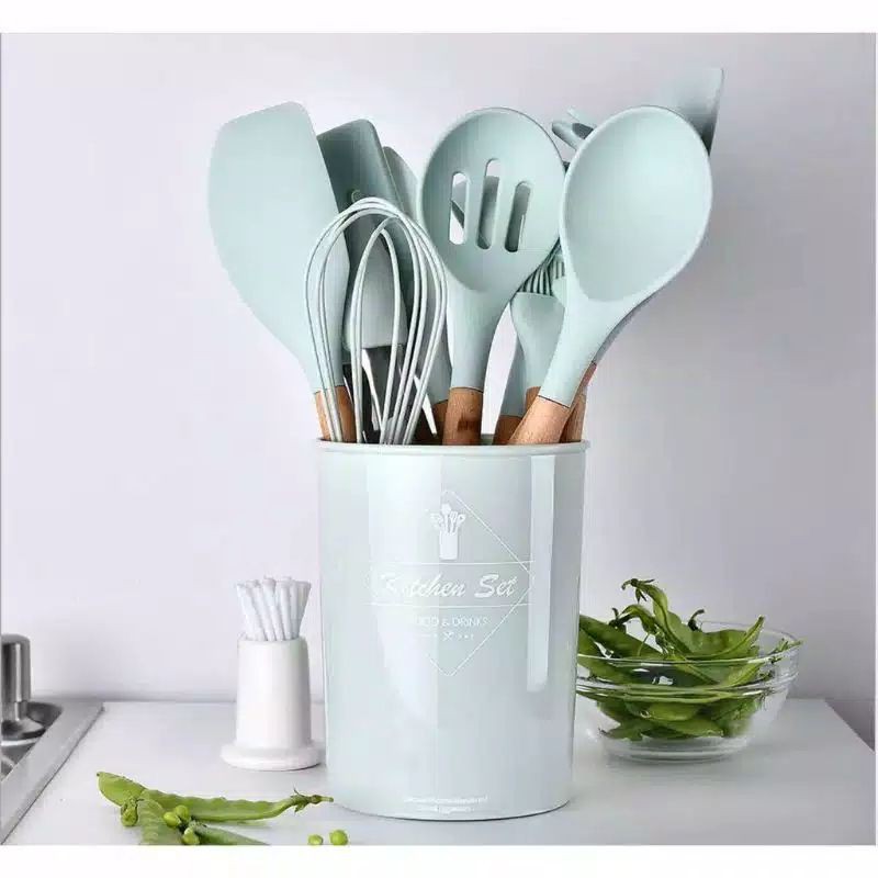Utensil kitchen set silicone mint