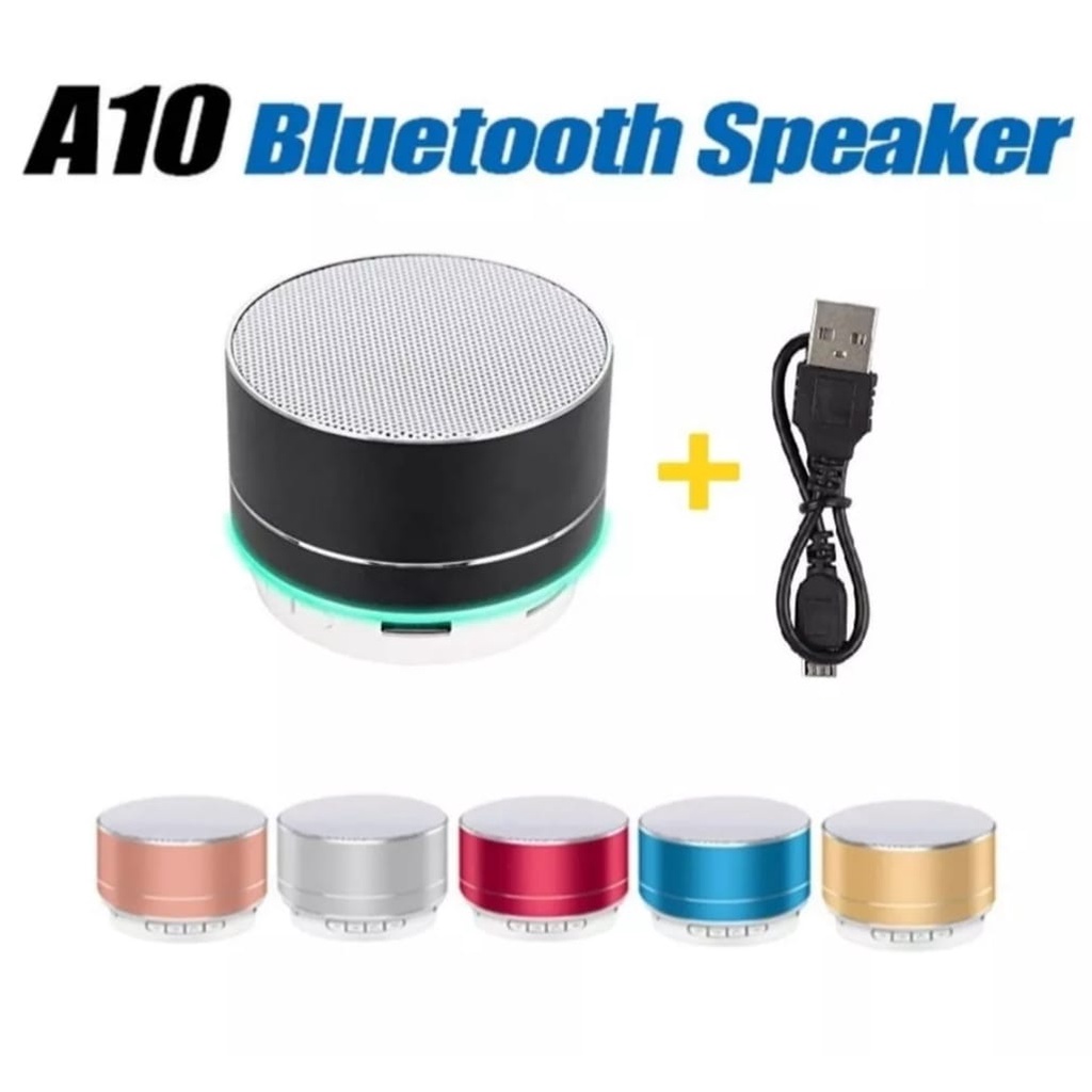 Speaker Bluetooth Mini A10 Portable Wireless Murah-Spiker Bluetooth Portable Lamp Mono Stereo Dengan Lampu LED Music Box-Speker Salon Aktif Warna Random Full Extra Bass Suara Jernih Support Microsd Flashdisk Radio FM for All Smartphone Tablet Laptop