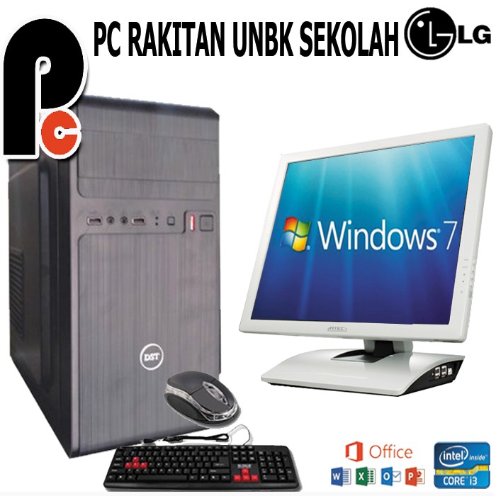 PC Komputer Rakitan UNBK Sekolah core I3 + Monitor 17inch Siap pakai