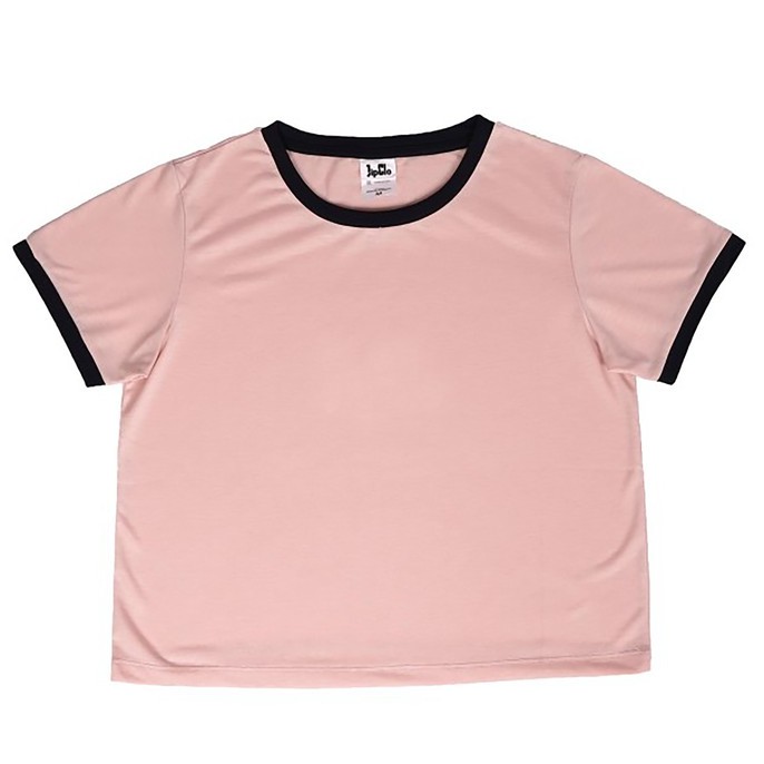 KAOS POLOS RINGER TEE | Pink - Navy | CROP TOP