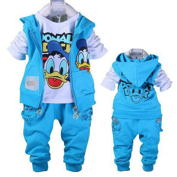 QFS - SETELAN ANAK 3IN1 DONAL DUCK / BIRU / TERBARU