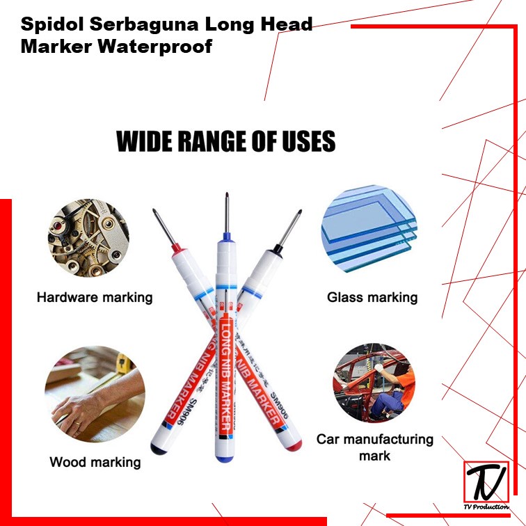 Spidol Serbaguna Long Head Marker Waterproof