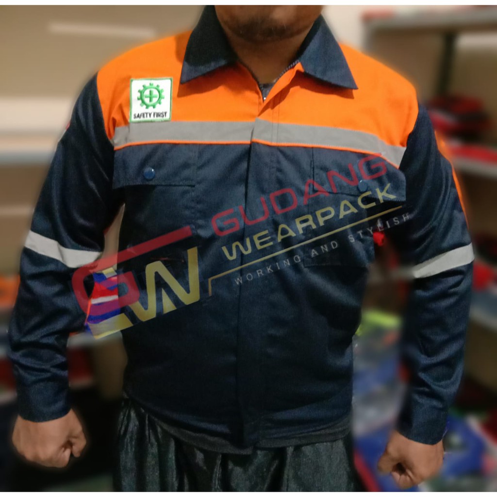 Gudang Wearpack - Baju Kerja Seragam Proyek Warna Dongker Oren