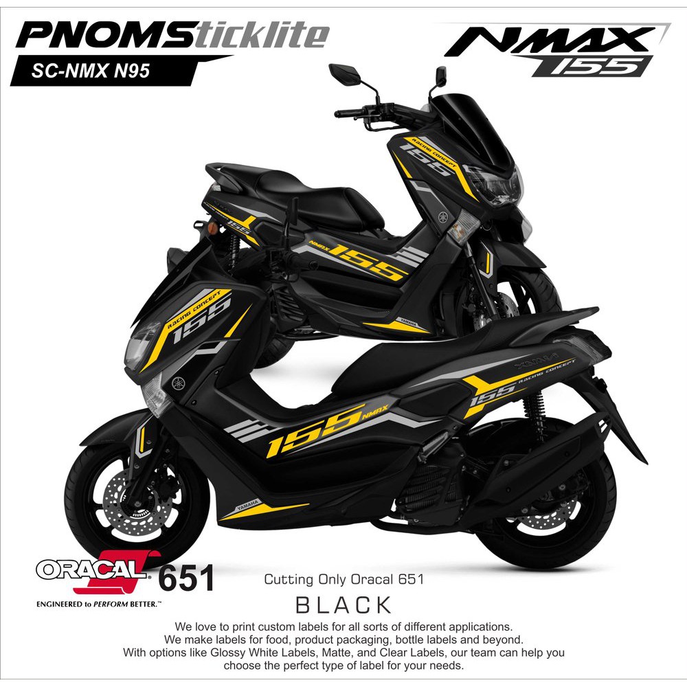 Cutting Sticker Nmax Hitam / Sticker Body nmax Kuning - abu²