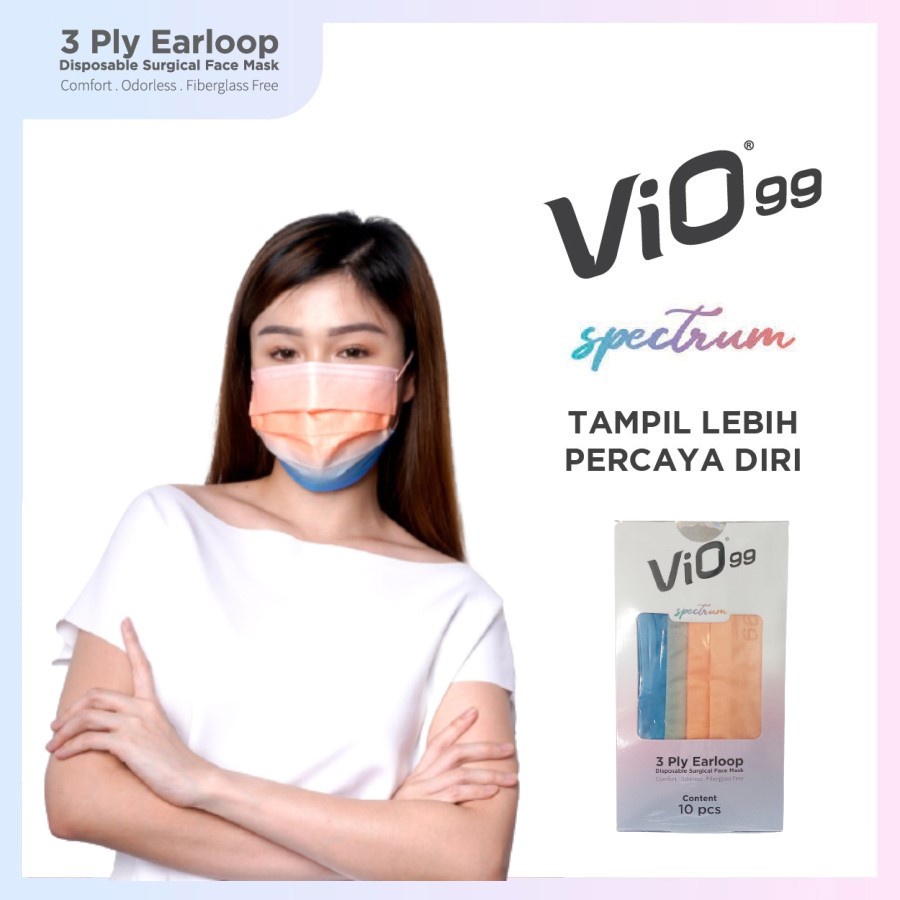 Vio Mask Vio 99 Spectrum Masker Medis 3 Ply Perbox Isi 10 - Beach