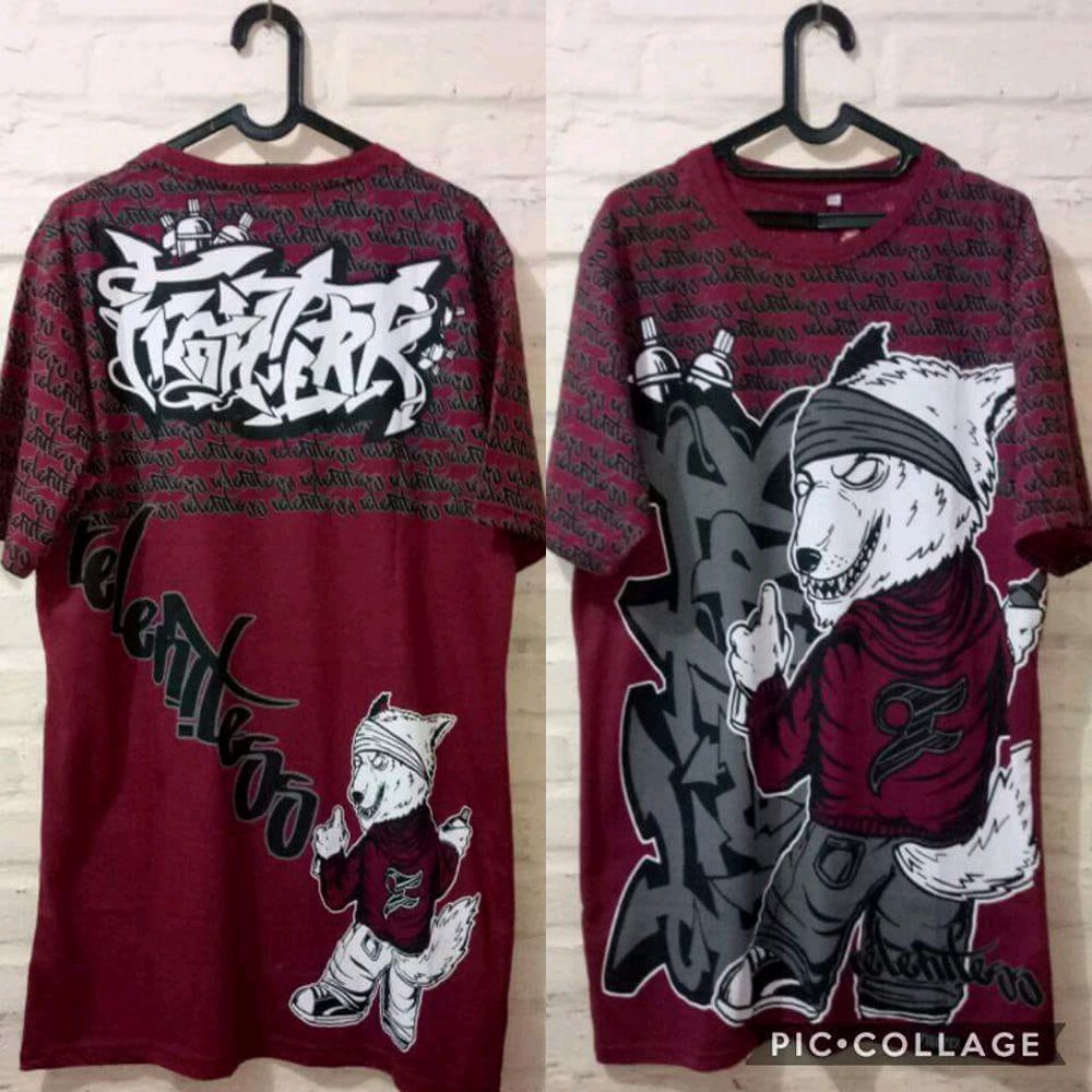 TERHITS KAOS DISTRO CEWEK COWOK KEREN HOMIES MOTIF SERIGALA SRIGALA MERAH MARUNBAJU KEKINIAN