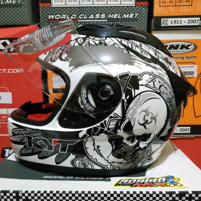 HELM KYT RC SEVEN MOTIF 13 WHITE GUNMETAL HELM TOURING KYT RCSEVEN MOTIF MURAH HELM KYT RC7 KYT RC 7