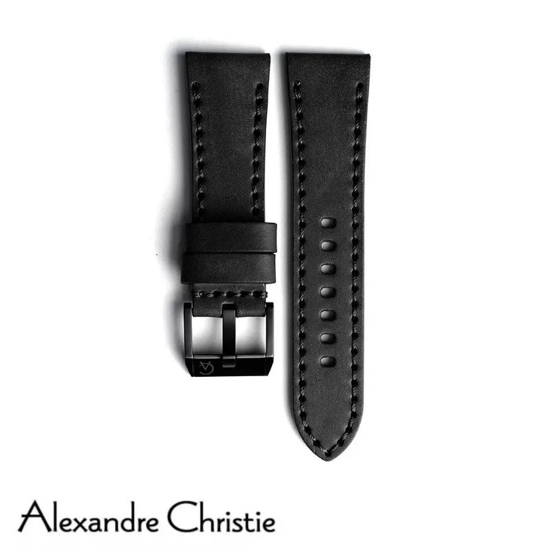 Tali strap kulit Alexandre Christie original size 26 mm hitam ac 3030 3039