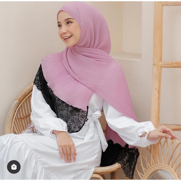 (BISA COD) Pashmina Plisket Renda Brokat/ Pasmina Plisket Renda Brukat / Pashmina model terbaru