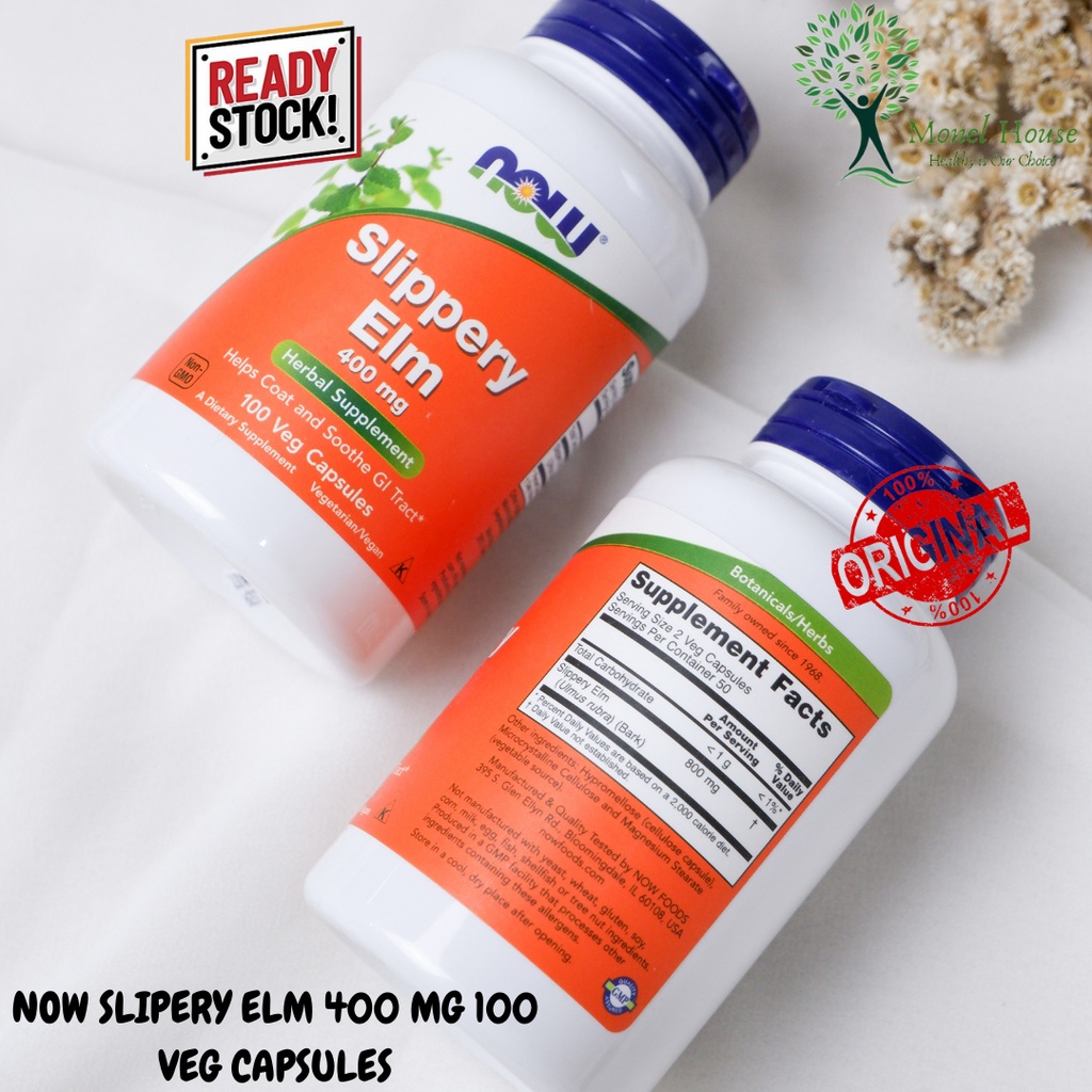 [READY STOCK] NOW SLIPPERY ELM 400 MG 100 CAPSULES