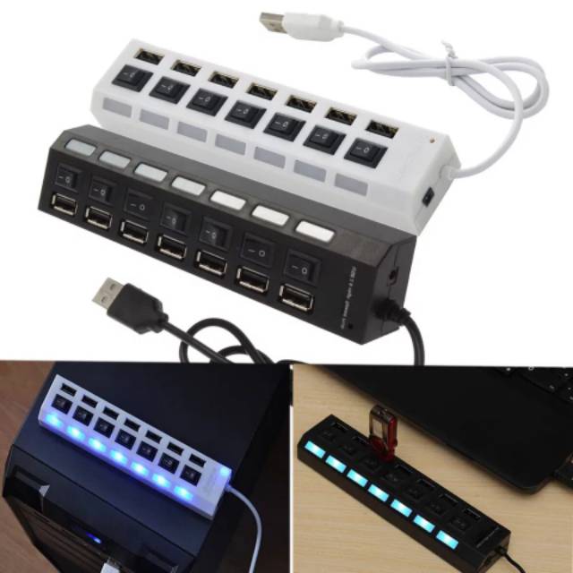 USB 2.0 HUB 7 Port High Speed Saklar