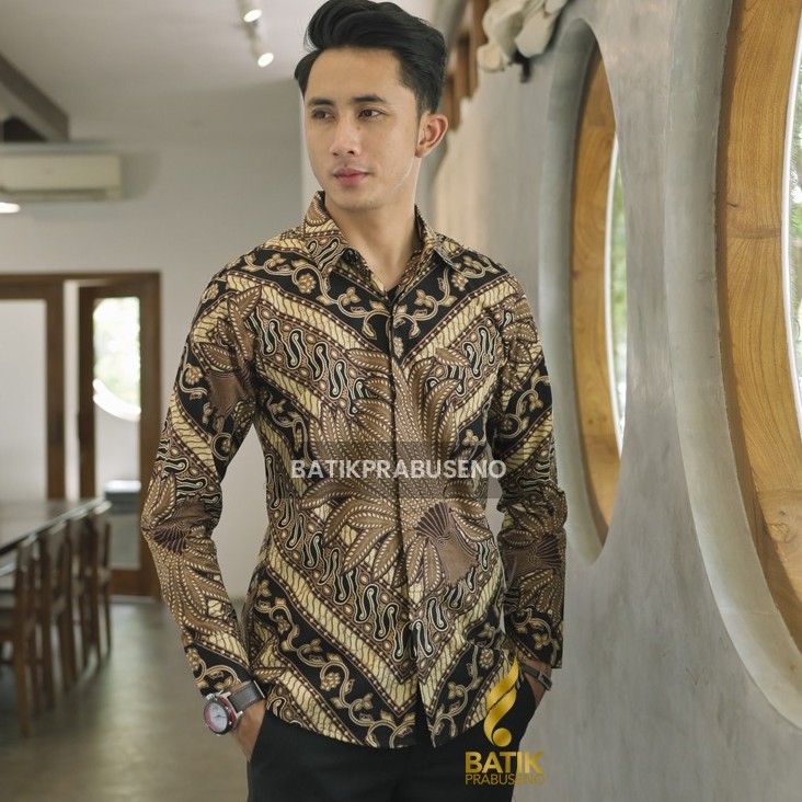 Parimas Kemeja Batik Pria Lengan Panjang Slim Fit Modern Prabuseno Original Ori Bahan Katun Premium 