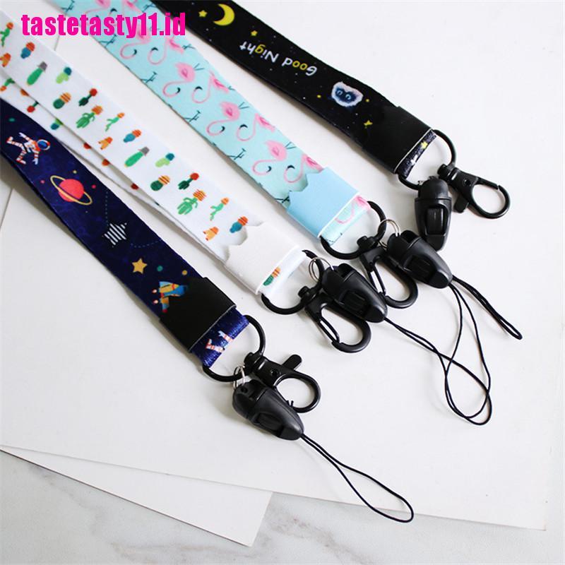 Tali lanyard Leher Panjang Motif Kaktus flamingo Dapat Dilepas Untuk Ponsel