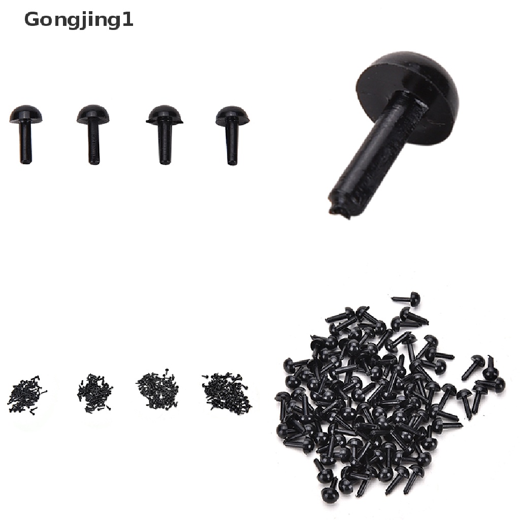 Gongjing1 100pcs / Set Mata Boneka Beruang 4 Ukuran Bahan Plastik Warna Hitam