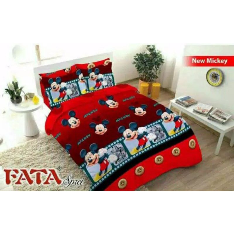 Bedcover FATA ® - Bed Cover Jumbo Motif Red Mickey Mouse 180X200 KING & 160X200 QUEEN