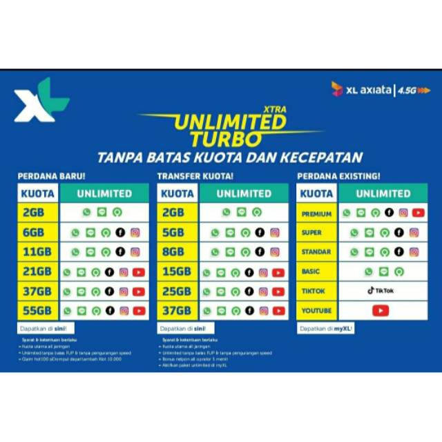 [TERMURAH]Inject XL Combo Lite Bonus Unlimted Youtube 4.5GB ~ 37GB ~ 55GB