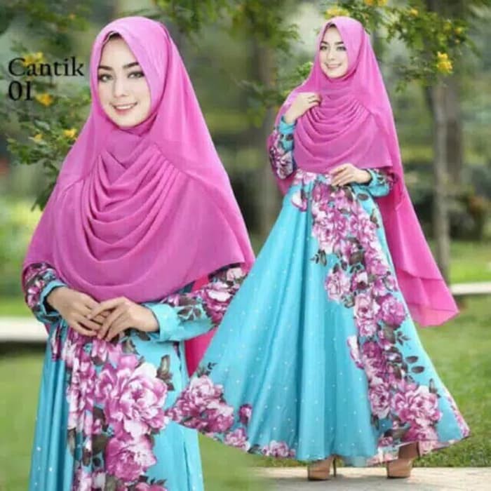 Baju Jubah Wanita Syari Muslimah Busana Gamis Muslim Dewasa Maxi Dress - Hitam  ER-321
