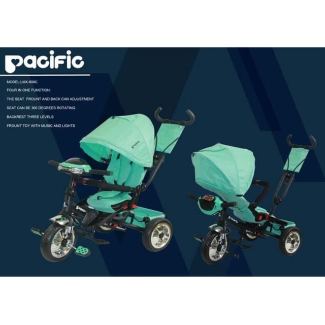 Sepeda Anak Roda Tiga Pacific LMX 809C - STROLLER - KANOPI - MUSIK - DORONGAN