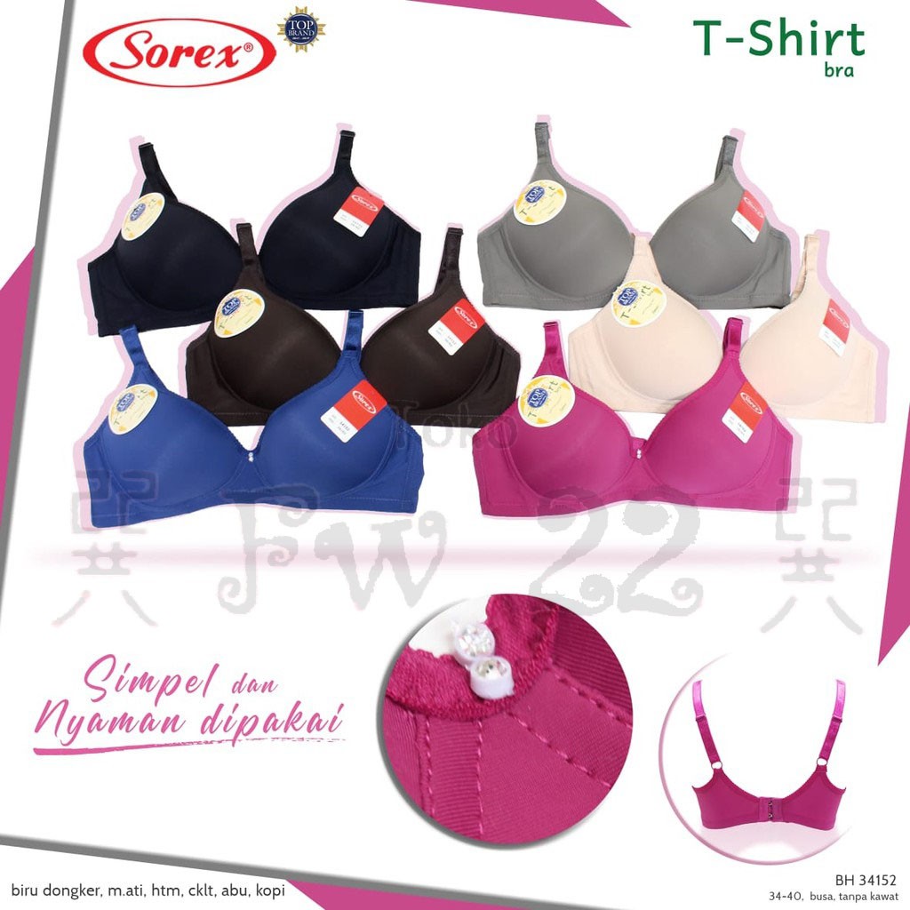 T-Shirt Bra Sorex 34152 dengan Cup Besar Hingga C dengan Bahan Lembut, Tanpa Busa dan Tanpa Kawat