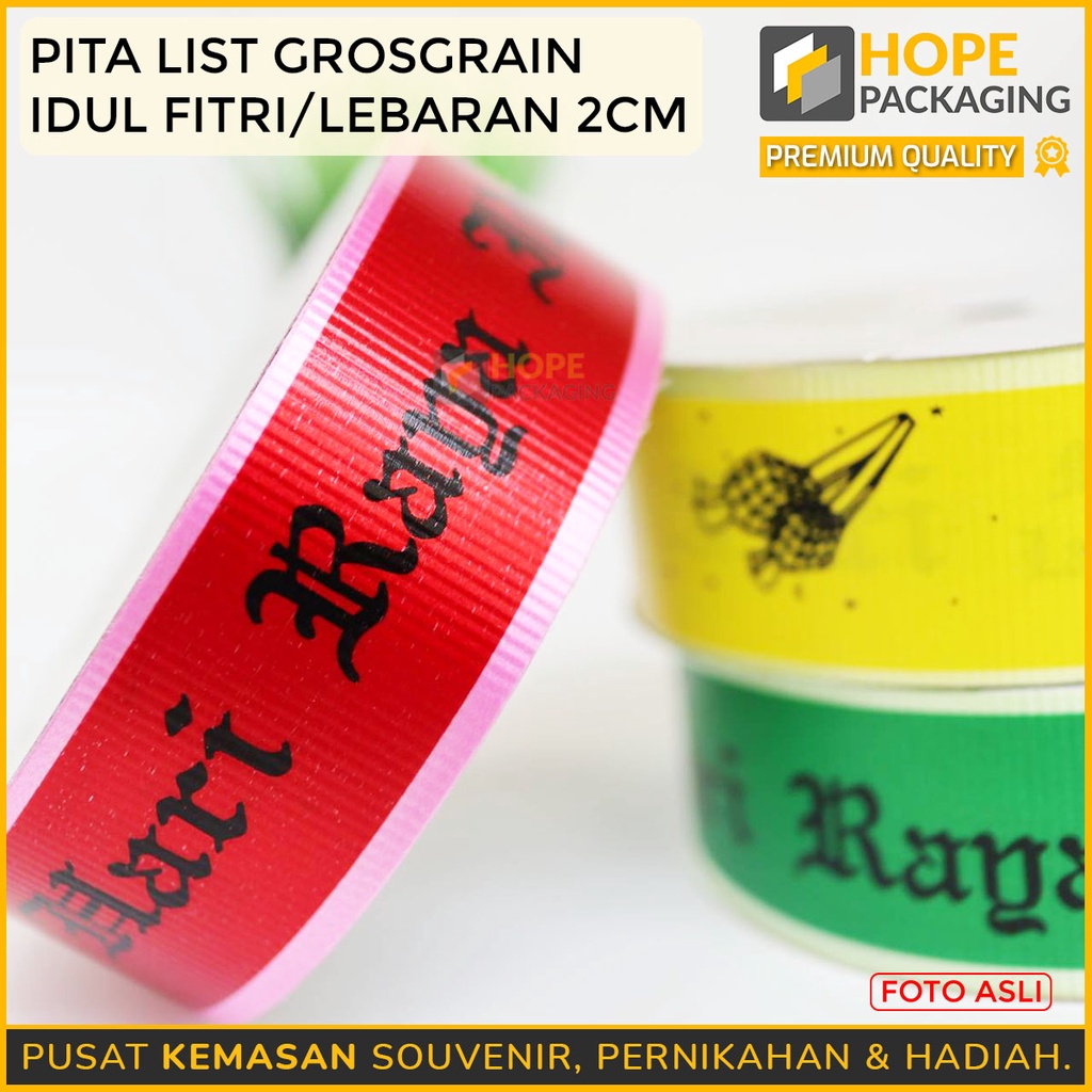 Pita Roll List Grosgrain 2 cm dan 3.8cm Pita Idul Fitri / Lebaran Souvenir Parcel Muslim