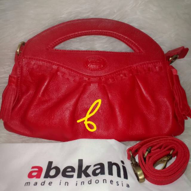 TAS KULIT ASLI NIKA BAG RED KROOM BY ABEKANI  new komplit db dan dus