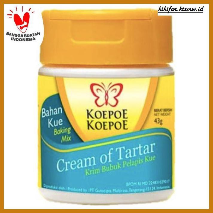 

Redwop-Gnikab- Koepoe Koepoe Cream Of Tartar / Krim Bubuk Pelapis Kue 43Gr -Hallall.