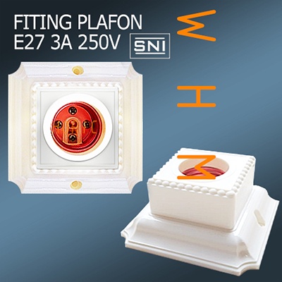 E27 3A-5A 250V Fiting Lampu Plafon Kotak Putih Bermotif