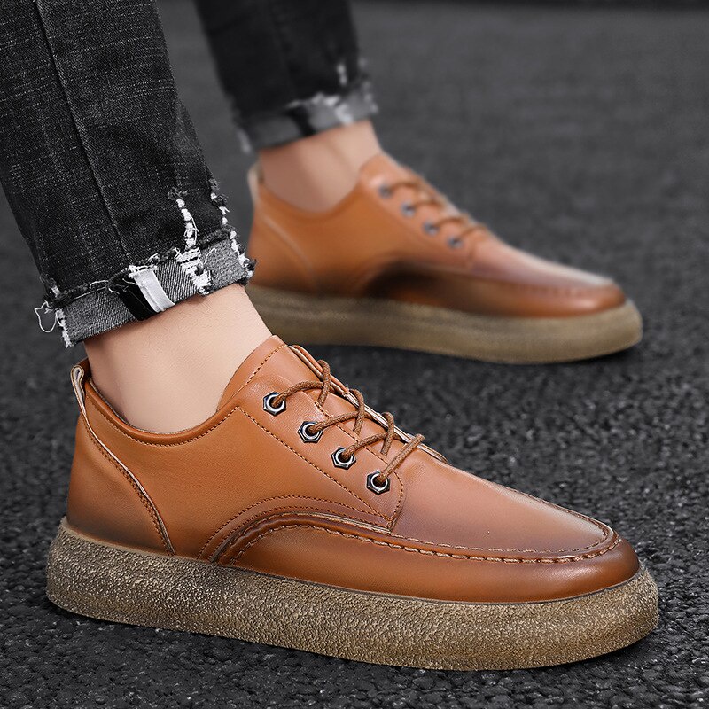 Sepatu Sneakers Pria Pennay Nerley Leather PU Retro Formal Kasual Santai